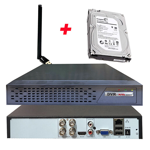 Bises 4 Kanal Wi-Fi Ve 250 GB HDD'li 5 MP H265+ 1080p Hibrit Araç Yüz Tanımalı XMEYe Kayıt Cihazı BS AD 104XMEYE