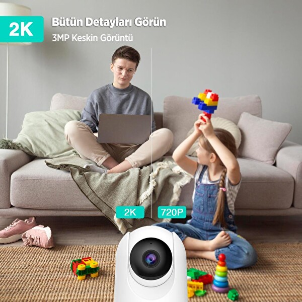 Botslab 360 Plus C211 2K Pro Large Bundle Wi-Fi 360 Bebek Monitörü Evcil Hayvan İç Mekan Akıllı Güvenlik Kamerası 10 Adet