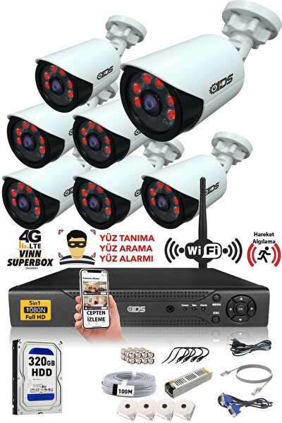 IDS Cepten İzle 7 Kameralı Gece Görüşlü Su Geçirmez 5MP Lensli 1080p FullHD Kamera Seti