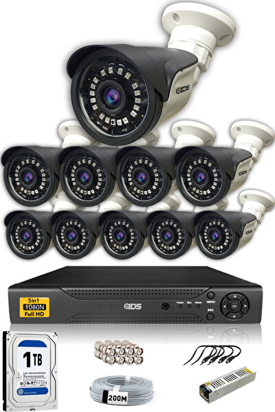 IDS Cepten İzle 10 Kameralı 5 MP Sony Lensli FHD Gece Görüşlü Güvenlik Kamerası Sistemi DS-2015HDSET10