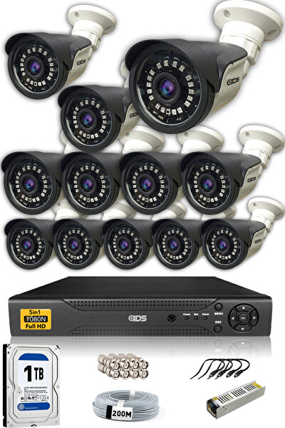 IDS Cepten İzle 12 Kameralı 5 MP Sony Lensli FHD Gece Görüşlü Güvenlik Kamerası Sistemi DS-2015HDSET12