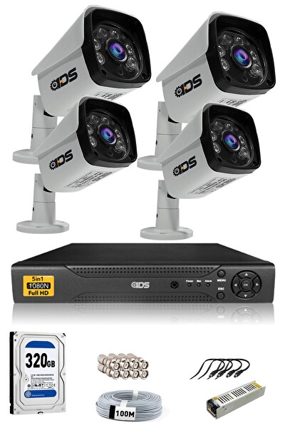 IDS 4 Kameralı 5mp Sony Lensli Full HD 320 GB Dış Gece Görüşlü Güvenlik Kamerası Sistemi DS-2027HD-SET4-320