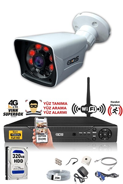 IDS Cepten İzle 1 Kameralı Gece Görüşlü Su Geçirmez 5 MP Lensli 1080P FHD Kamera Seti DS-2021HD-SET1