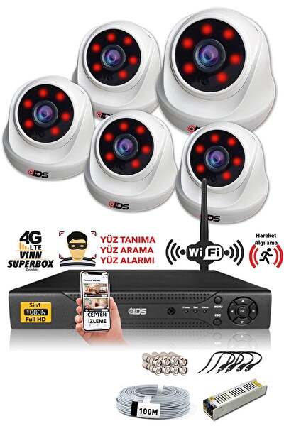 IDS 5 Kameralı 5 MP Sony Lensli 1080p Full HD Hard Disksiz Güvenlik Kamerası Sistemi D-2026HD-SET5-NOHDD