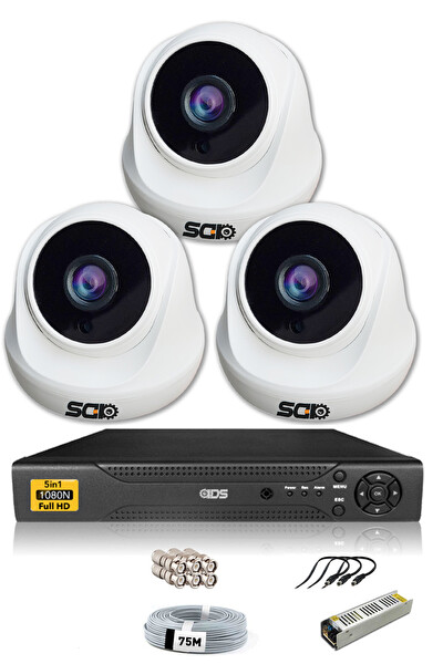IDS 3 Kameralı 5MP Sony Lensli 1080p Full HD Hard Disksiz Güvenlik Kamerası Sistemi D-2026HD-SET3-NOHDD