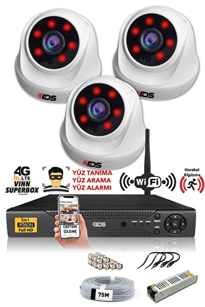 IDS 3 Kameralı 5MP Sony Lensli 1080p Full HD Hard Disksiz Güvenlik Kamerası Sistemi D-2026HD-SET3-NOHDD