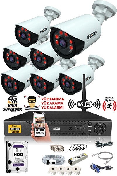 IDS 7 Kameralı 5MP Sony Lensli 1080p Full HD Cepten İzle 1 TB Dış Güvenlik Kamerası Sistemi DS-2020HD-SET7-1TB