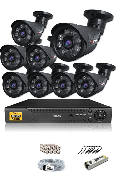 IDS 8 Kameralı 5 MP Sony Lensli 1080p Full HD Hard Disksiz Güvenlik Kamerası Sistemi DS-2015HD-SET8-NOHDD-BLACK