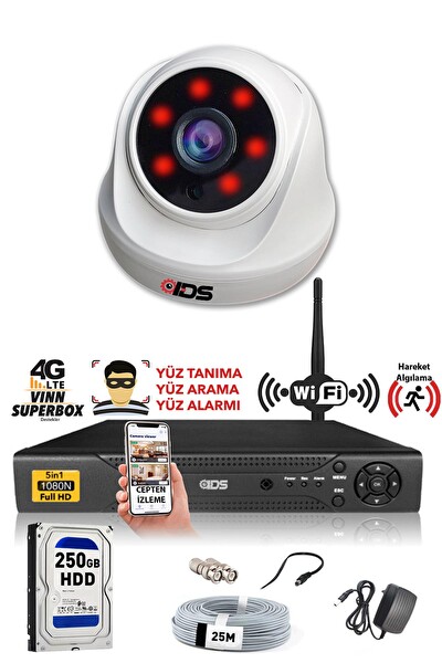 IDS Cepten İzle 250 İç 1 Kameralı 5mp Sony Lensli 1080p FullHD Güvenlik Kamerası Sistemi D-2026HD-SET1-250-X