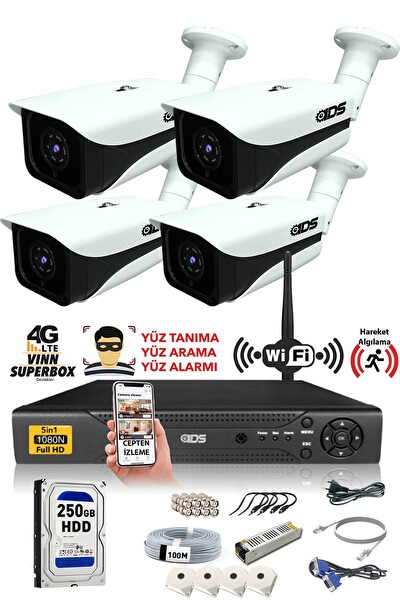 IDS Cepten İzle 250 Dış 4 Kameralı 5mp Sony Lensli 1080p FullHD Güvenlik Kamerası Sistemi DS-7070HD-SET4-250-X