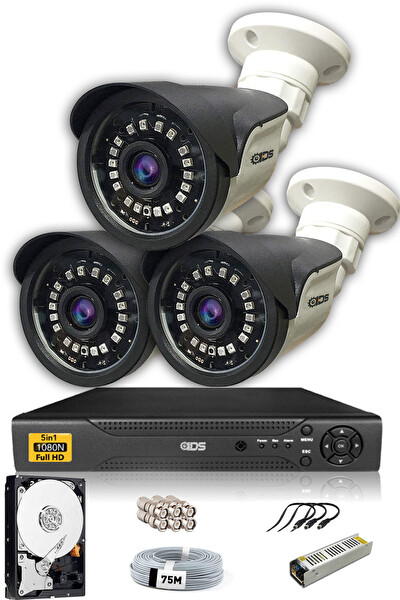 IDS Cepten İzle 250 Dış 3 Kameralı 5mp Sony Lensli 1080p FullHD Güvenlik Kamerası Sistemi DS-2015HD-SET3-250-X