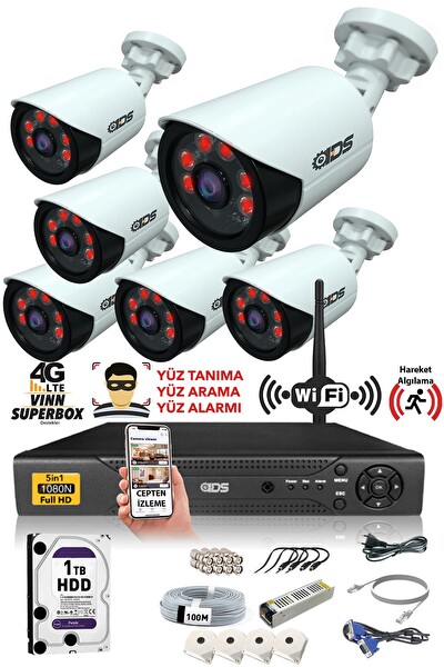 IDS Cepten İzle 1 TB Dış 6 Kameralı 5mp Sony Lensli 1080p FullHD Güvenlik Kamerası Sistemi DS-2020HD-SET6-1TB