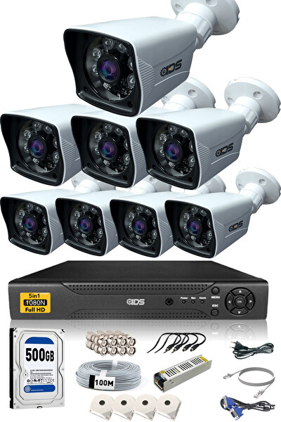 IDS Cepten İzle 500 Dış 8 Kameralı 5mp Sony Lensli 1080p FullHD Güvenlik Kamerası Sistemi DS-2021HD-SET8-500
