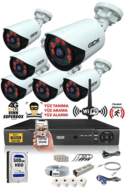 IDS Cepten İzle 500 Dış 6 Kameralı 5mp Sony Lensli 1080p FullHD Güvenlik Kamerası Sistemi DS-2020HD-SET6-500