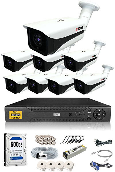 IDS Cepten İzle 500 Dış 8 Kameralı 5mp Sony Lensli 1080p FullHD Güvenlik Kamerası Sistemi DS-7070HD-SET8-500