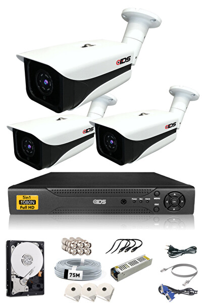 IDS Cepten İzle 250 Dış 3 Kameralı 5mp Sony Lensli 1080p FullHD Güvenlik Kamerası Sistemi DS-7070HD-SET3-250-X