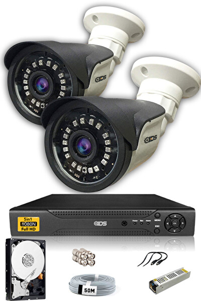 IDS 2 Kameralı 5MP Sony Lensli 1080p Full HD Cepten İzle 250 Dış Güvenlik Kamerası Sistemi DS-2015HD-SET2-250-X