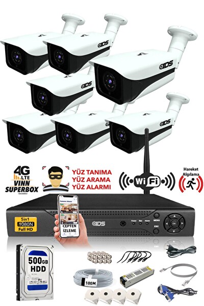 IDS 7 Kameralı 5MP Sony Lensli 1080p Full HD Cepten İzle 500 Dış Güvenlik Kamerası Sistemi DS-7070HD-SET7-500
