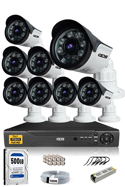 IDS 8 Kameralı 5 MP Sony Lensli 1080p FHD Cepten İzle 500 Dış Güvenlik Kamerası Sistemi DS-2015HD-SET8-500-ARRAY