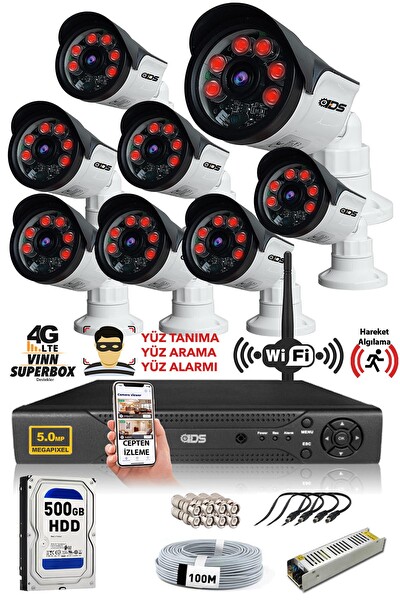 IDS 8 Kameralı 5 MP Sony Lensli 1080p FHD Cepten İzle 500 Dış Güvenlik Kamerası Sistemi DS-2015HD-SET8-500