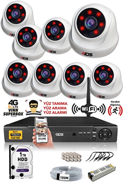 IDS 8 Kameralı 5 MP Sony Lensli 1080P FHD Cepten İzle 1 TB İç Güvenlik Kamerası Sistemi D-2026HD-SET8-1TB