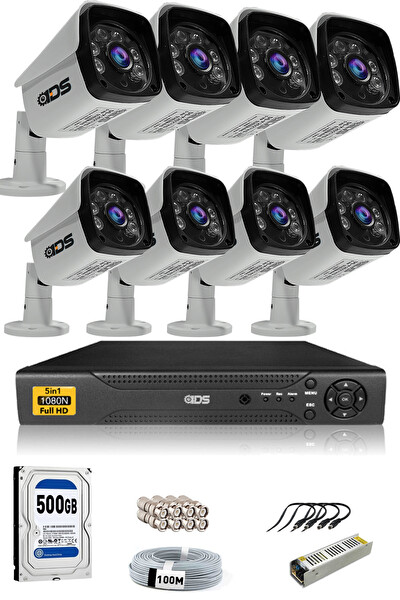 IDS 8 Kameralı 5 MP Sony Lensli 1080p FHD Cepten İzle 500 Dış Güvenlik Kamerası Sistemi DS-2027HD-SET8-500