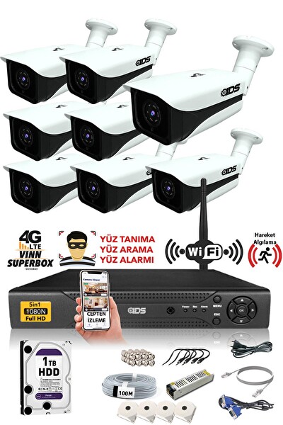 IDS 8 Kameralı 5 MP Sony Lensli 1080P FHD Cepten İzle 1 TB Dış Güvenlik Kamerası Sistemi DS-7070HD-SET8-1TB