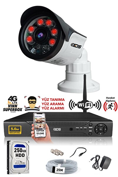 IDS 1 Kameralı 5 MP Sony Lensli 1080p Full HD Cepten İzle 250 Dış Güvenlik Kamerası Sistemi DS-2015HD-SET1-250-X