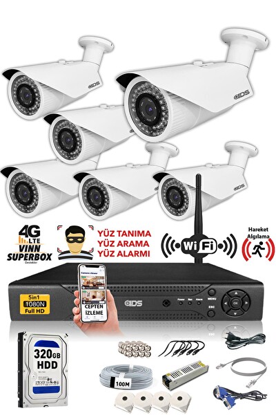 IDS Cepten İzle 320 Dış 6 Kameralı 5mp Sony Lensli 1080p Fullhd Güvenlik Kamerası Sistemi DS-2073HD-W-SET6-320
