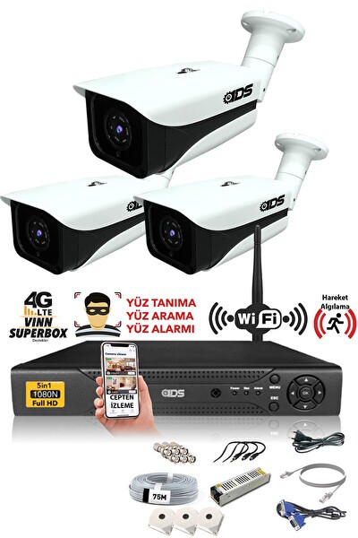 IDS Hard Disksiz 3 Kameralı 5mp Sony Lensli 1080p FullHD Güvenlik Kamerası Sistemi DS-7070HD-SET3-NOHDD