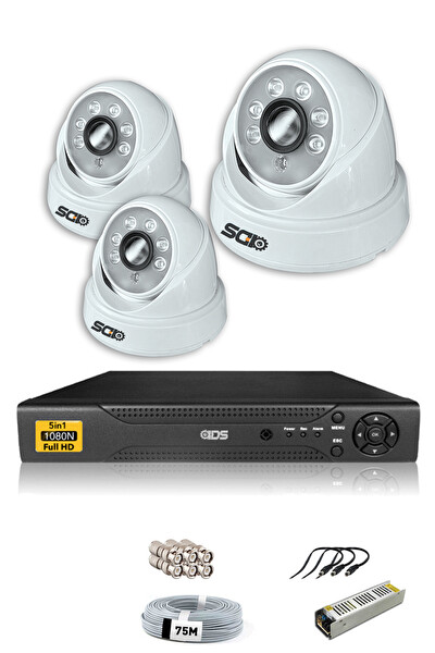 IDS 3 Kameralı 5 MP Sony Lensli 1080p Full HD Hard Disksiz Güvenlik Kamerası Sistemi D-2028HD-SET3-NOHDD