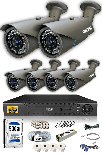 IDS 6 Kameralı 5 MP Sony Lensli 1080p FHD Cepten İzle 500 Dış Güvenlik Kamerası Sistemi DS-2073HD-SET6-500