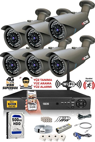 IDS 6 Kameralı 5 MP Sony Lensli 1080p FHD Cepten İzle 500 Dış Güvenlik Kamerası Sistemi DS-2073HD-SET6-500