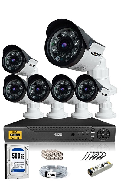 IDS 6 Kameralı 5 MP Sony Lensli 1080p FHD Cepten İzle 500 Dış Güvenlik Kamerası Sistemi DS-2015HD-SET6-500-ARRAY