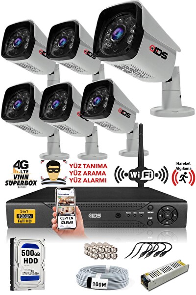 IDS 6 Kameralı 5 MP Sony Lensli 1080p FHD Cepten İzle 500 Dış Güvenlik Kamerası Sistemi DS-2027HD-SET6-500