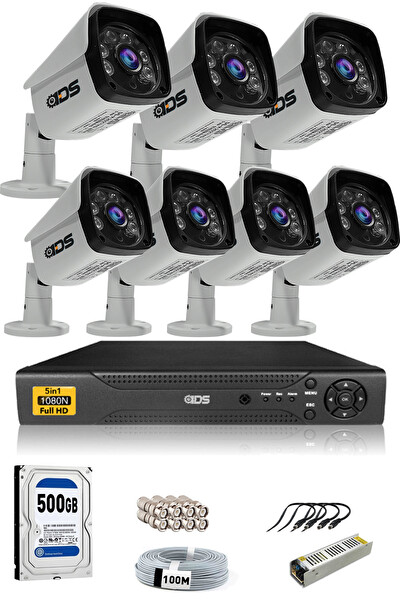 IDS 7 Kameralı 5 MP Sony Lensli 1080p FHD Cepten İzle 500 Dış Güvenlik Kamerası Sistemi DS-2027HD-SET7-500