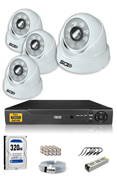IDS 4 Kameralı 5 MP Sony Lensli 1080p Full HD Cepten İzle 320 İç Güvenlik Kamerası Sistemi D-2028HD-SET4-320