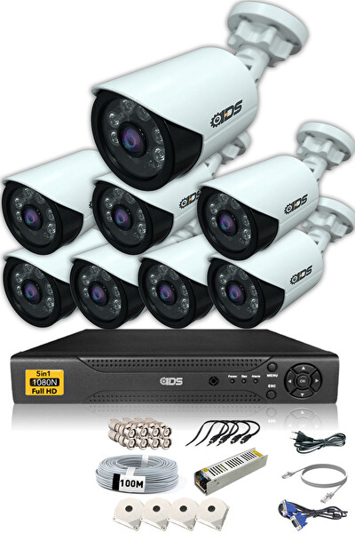 IDS 8 Kameralı 5 MP Sony Lensli 1080p Full HD Hard Disksiz Güvenlik Kamerası Sistemi DS-2020HD-SET8-NOHDD