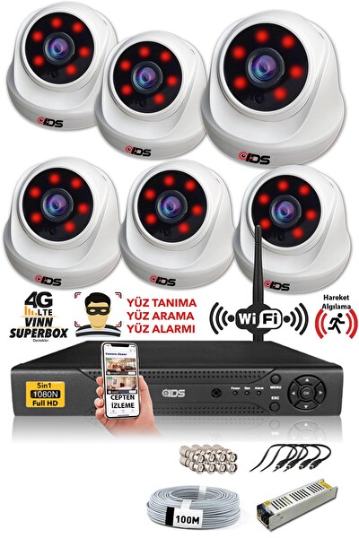 IDS 6 Kameralı 5 MP Sony Lensli 1080p Full HD Hard Disksiz Güvenlik Kamerası Sistemi D-2026HD-SET6-NOHDD