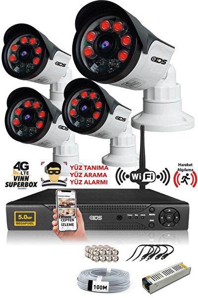 IDS 4 Kameralı 5 MP Sony Lensli 1080p Full HD Hard Disksiz Güvenlik Kamerası Sistemi DS-2015HD-SET4-NOHDD