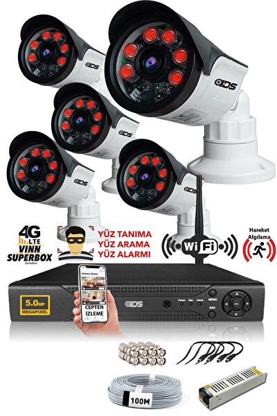 IDS 5 Kameralı 5 MP Sony Lensli 1080p Full HD Hard Disksiz Güvenlik Kamerası Sistemi DS-2015HD-SET5-NOHDD