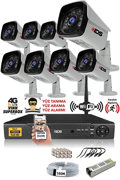 IDS 8 Kameralı 5 MP Sony Lensli 1080p Full HD Hard Disksiz Güvenlik Kamerası Sistemi DS-2027HD-SET8-NOHDD
