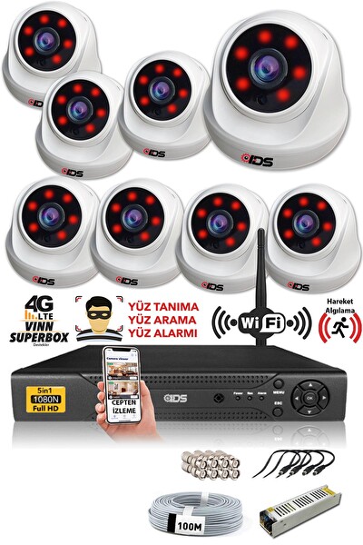 IDS 8 Kameralı 5 MP Sony Lensli 1080p Full HD Hard Disksiz Güvenlik Kamerası Sistemi D-2026HD-SET8-NOHDD
