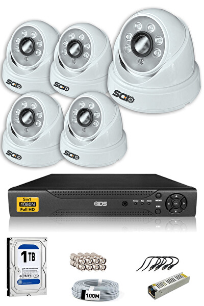 IDS 5 Kameralı 5 MP Sony Lensli 1080p Full HD Cepten İzle 1 TB İç Güvenlik Kamerası Sistemi D-2028HD-SET5-1TB