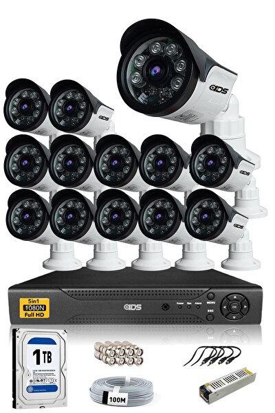 IDS 13 Kameralı 5 MP Sony Lensli FHD Gece Görüşlü Cepten İzle Güvenlik Kamerası Sistemi DS-2015HD-SET13-ARRAY