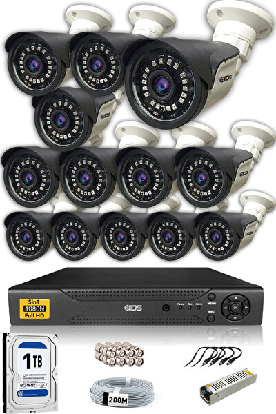 IDS 13 Kameralı 5 MP Sony Lensli FHD Gece Görüşlü Cepten İzle Güvenlik Kamerası Sistemi DS-2015HDSET13