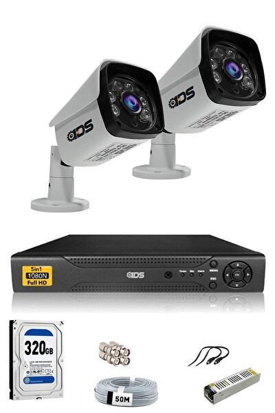 IDS 2 Kameralı 5 MP Sony Lensli FHD Gece Görüşlü 320 Dış Güvenlik Kamerası Sistemi DS-2027HD-SET2-320
