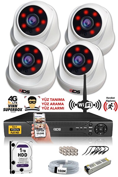 IDS Cepten İzle 1 TB İç 4 Kameralı 5mp Sony Lensli 1080p Fullhd Güvenlik Kamerası Sistemi - D-2026HD-SET4-1TB