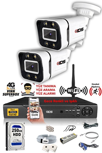 IDS 2 Kameralı 5 MP Sony Lensli 1080p Full HD Gece Renkli Full Su Geçirmez Cepten İzle Kamera Seti DS-2031HD-WL-SET2-250-X