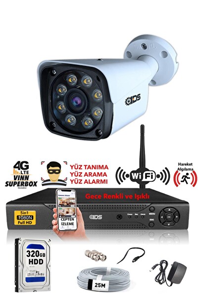 IDS 1 Kameralı 5 MP Sony Lensli 1080p Full HD Gece Renkli Su Geçirmez Cepten İzle Kamera Seti DS-2034HD-WL-SET1-320